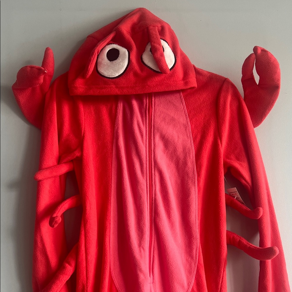 Halloween NWT XS Red Lobster Fleece Onesie Costume